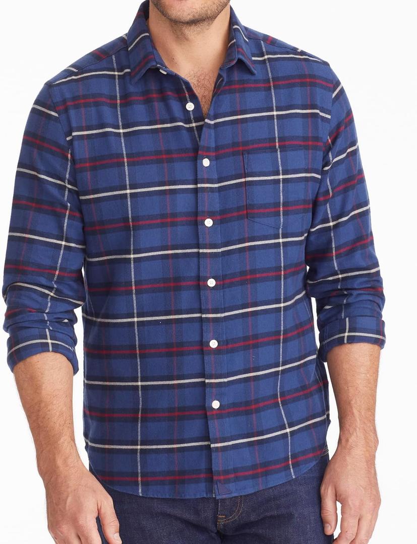UNTUCKit Flannel Long Sleeve Button Down Shirt (Small, Blue)