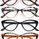 EYEURL 4-Pack Cat Eye Reading Glasses for Women Blue Light Blocking Computer Reading Glasses Anti-Glare Cat Eye Readers For Women,2.0