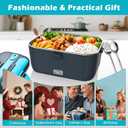 COZYEXPERT Electric-Lunch-Box-Heated-Food-Warmer 100W Heating Lunchbox for Adults 1.8L Portable Food Heater for Work/Car, 12V/24V/110-230V Lonchera Elctrica Porttil with Fork Spoon (Gray+Blue)