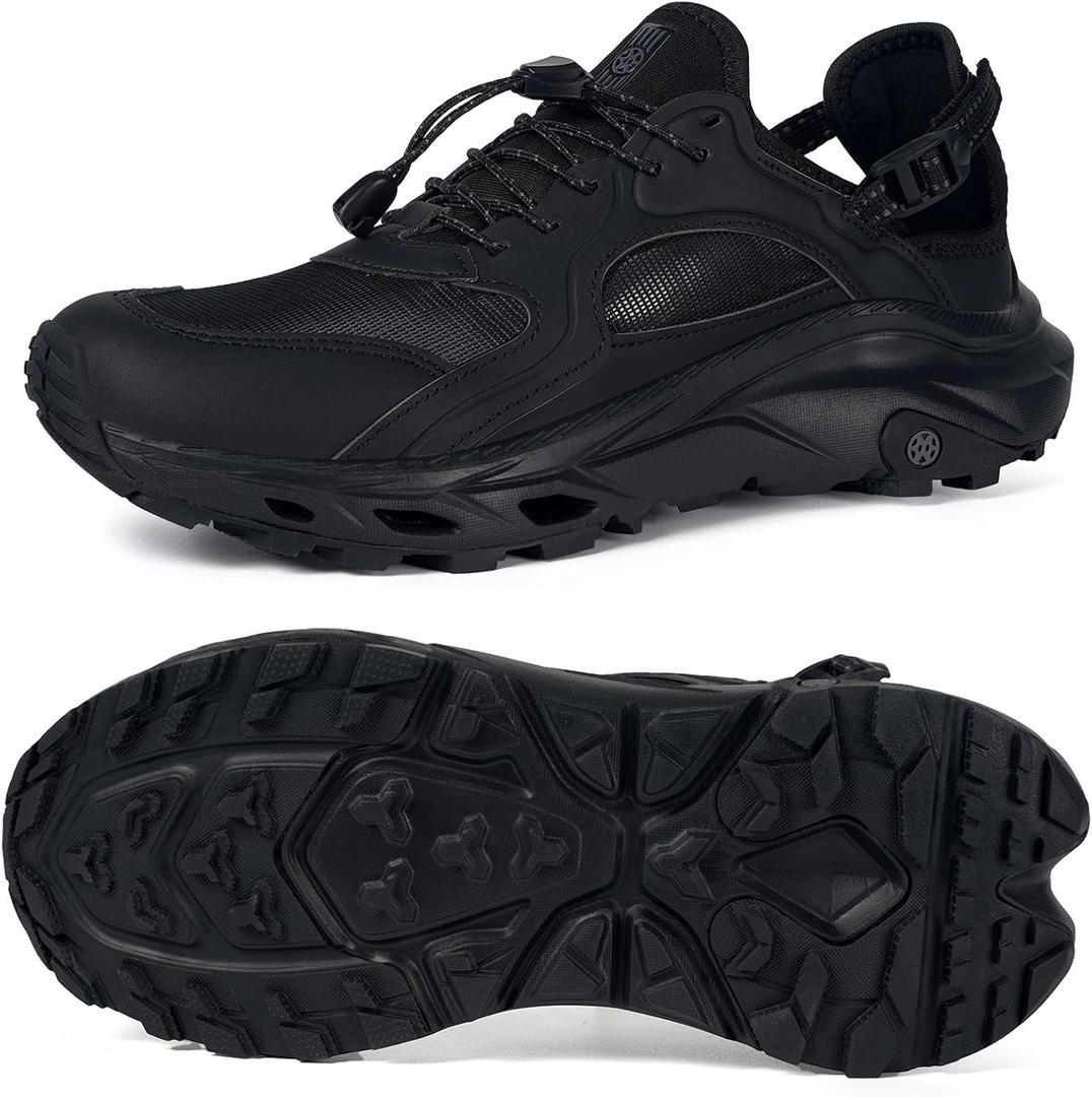 Mens Amphibious Water Shoes Outdoor Hiking Sandals Quick Dry Swim Beach Aqua Shoes Closed Toe Non-Slip for River Fishing Sailing Travel Camping Athletic