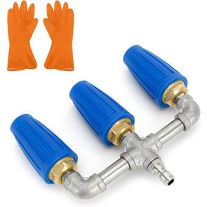 Triple Turbo Nozzle Pressure Washer Tip with Gloves, 360 Rotating Turbo Nozzle with 1/4" Quick Connector, 2.5 Orifice 3-in-1 Turbo Nozzle, 4000 PSI