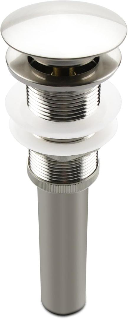 Brushed Nickel Pop Up Sink Drain Without Overflow, Bathroom Faucet Vessel Sink Drain Stopper 1-5/8" Without Overflow Fits 1.25" to 1.5" Drain Holes (Big Popup Cap)