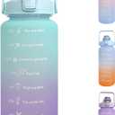 RYI Large Half Gallon 64 OZ Motivational Water Bottle with Straw Time Marker BPA Free for Sport and Fitness Purple Green