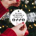 2 x Expecting Baby Ornaments Gifts for Expecting Parents, and Then There were 4 Ceramic Christmas Ornaments for Christmas Tree (Pitch Black)