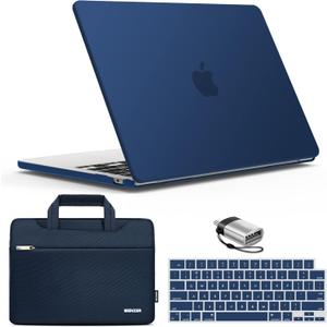 IBENZER Compatible with MacBook Air 13 inch case 2026 2025 2024 2023 2022 M4 A3240 M3 A3113 M2 A2681, HardShellCase & Sleeve & KeyboardCover &Type-C Adapter, Navy Blue, KK-NVBL+3