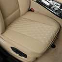 Black Panther PU Car Seat Cover, Front Bottom Seat Protector Compatible with 95% Vehicles,Anti-Slip & Full Wrapping Bottom (W 21.26''×D 20.86”)(1Piece,Dark Beige)