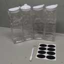 Set of 4 Plastic Carafe with Lid, 1 Liter Mimosa Bar Supplies, Large Square Base Juice Containers, Water Bottle, Milk Container, Clear Beverage Containers for Fridge