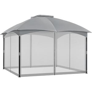 COWVIE Gazebo Replacement Netting Screen, 10' x 12' Universal Gazebo 4-Panel Mosquito Sidewalls with Double Zippers for Outdoor Patio (Only Netting) (Light Grey)