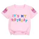 Birthday Shirts for Girls Sparkling Graphic Tees Cute Baby Girl Birthday Party Tops Summer Casual Short Sleeve Outfits Pink Size 100