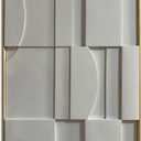 Slyart 3D White Textured Wall Art, Handmade Verical Abstract Relief Wall Art Framed Wall Decorations Artwork, Minimalist White Painting