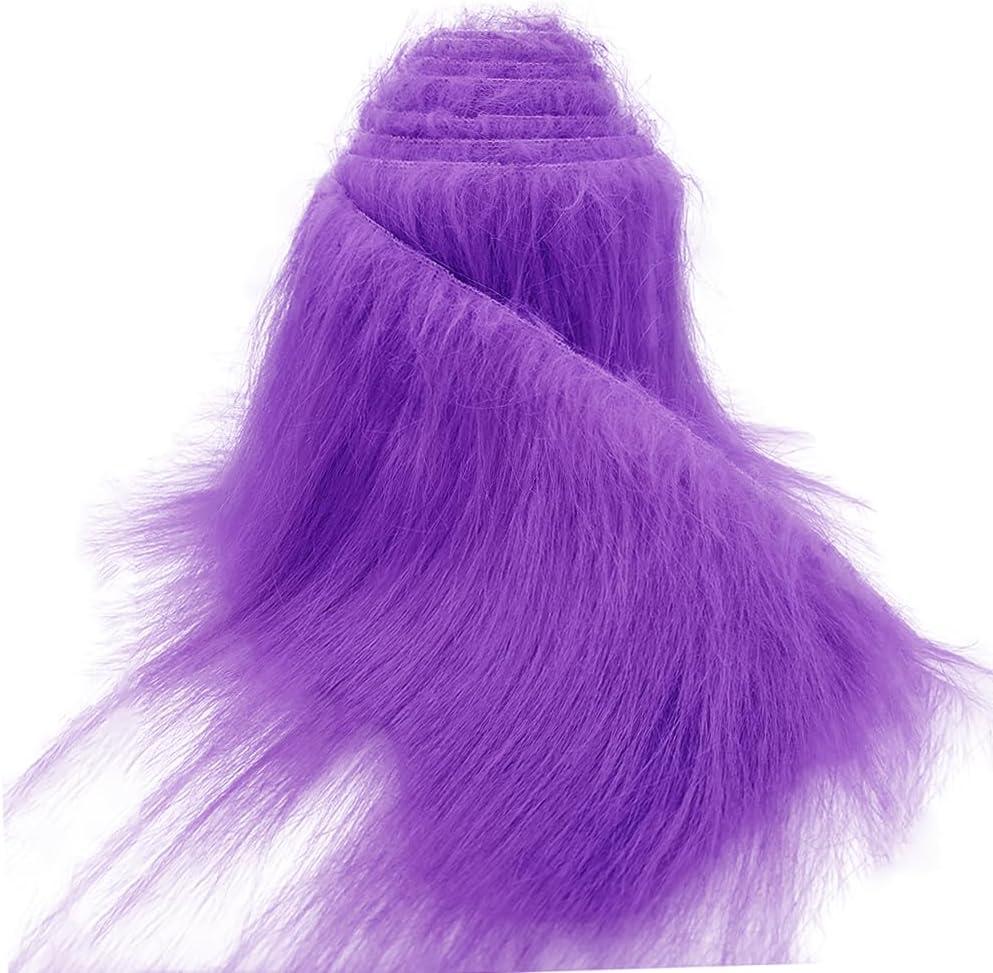 Fur Fabric for Crafts 4" x 60", Faux Fur Fabric Strips Lavender, Shaggy Craft Plush for DIY Santa/Gnome Beard, Handmade Christmas Halloween Cosplay Costume