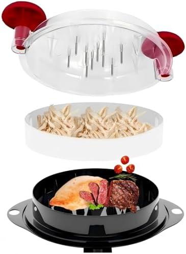 Chicken Shredder Tool Twist Meat Shredder Chicken Breast Shredder Tool Large, Meat Shredder Grinder Meat Masher for Chicken Ground Beef Pork with Steel Spikes Hanging Holes (Red&Black)