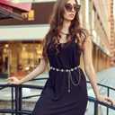 AWAYTR Waist Chains Belts for Women - Rhinestone Gold Silver Chain Belts for Dresses