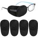 4 Pack Eye Patches for Kids Girls Boys, Right & Left Eye Patch for Glasses, Lazy Eye Patch for Children Treating Lazy Eye Amblyopia Strabismus and After Surgery (Blue, Black)
