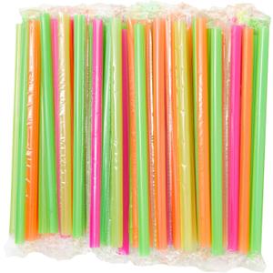 Juvale 100 Disposable Plastic Drinking Straw - Individually Wrapped Jumbo Smoothie Straws for Boba, Fruit, Milkshakes & Bubble Tea (4 Colors, 0.5-Inch Diameter, 10-Inch Length)
