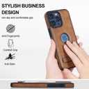 Leather Case for iPhone 13 Pro Max Case, Protective Slim with Kickstand Shockproof Phone Cases, Built-in Invisible Stand Compatible with iPhone 13 Pro Max 6.7'' (Brown, for iPhone 13 Pro max)