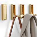 Folding Coat Hooks, 4Pcs Foldable Heavy Duty Wall Hooks Zinc Alloy No Rust Fold Up Hooks for Coat, Towel, Key, Hat, Bag, Jacket, Backpack. (Gold)