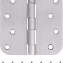 18 Pack, Residential and Commercial Door Hinges 4 Inch Satin Nickel Finish Reversible Hinges, 5/8" Radius Corner, Exterior & Interior Door Hinge for Entryway, Patio and More