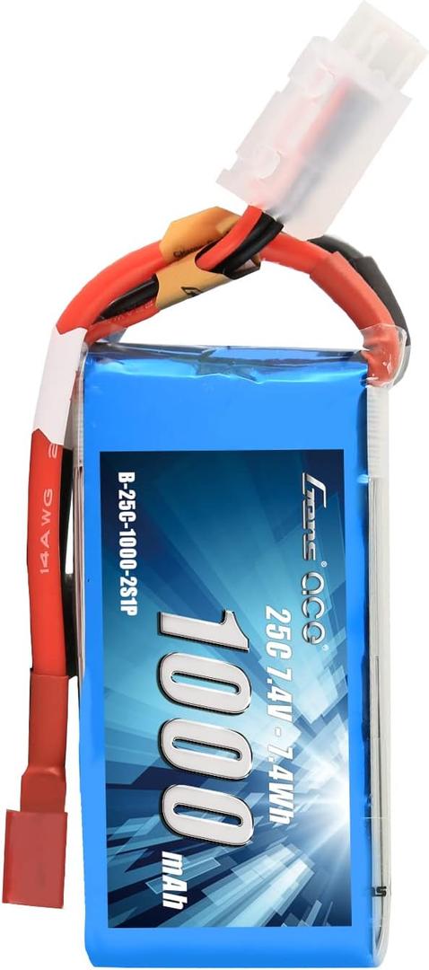 Gens ace 7.4V 1000mAh 2S 25C/50C LiPo Battery Pack with Deans Plug for FPV 180 220 250 Size Helicopter 800mm Warbird RC Plane Heli Airplane FPV