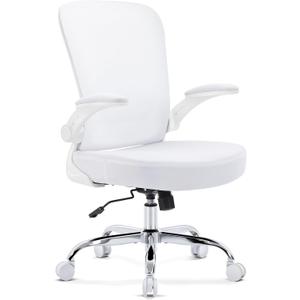 Office Chair,Ergonomic Mesh Desk Chair with Adjustable Lumbar Support,Computer Chair with Flip-up Armrests, Rolling Executive Chairs, Home Office Chair(White)