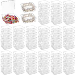 Joyibay 120 PCS Clear Plastic Bead Storage Containers, 331 in Small Square Organizer Boxes with Hinged Lids, Mini Storage Cases for Jewelry, Crafts, Parts, Small Household Items