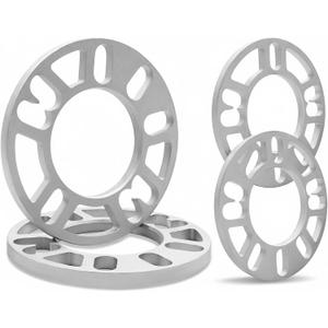 4 Pack Universal Wheel Spacers, 0.39"(10mm) Die Cast Replacement Aluminum Spacer for 4 & 5 Lugs Wheels/Rims, Fits 98 to 120mm Multiple Bolt Pattern, 4x100, 4x108, 4x110, 5x114.3, 5x4.5, 5x120 (Silver)