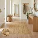 Jute Area Rug - 3x5 Natural Jute Rug with Non-Slip Backing, Low-Profile Farmhouse Rug for Living Room, Bedroom or Rustic Entryway mat, Eco-Friendly Boho Decor, Non-Shed for High-Traffic