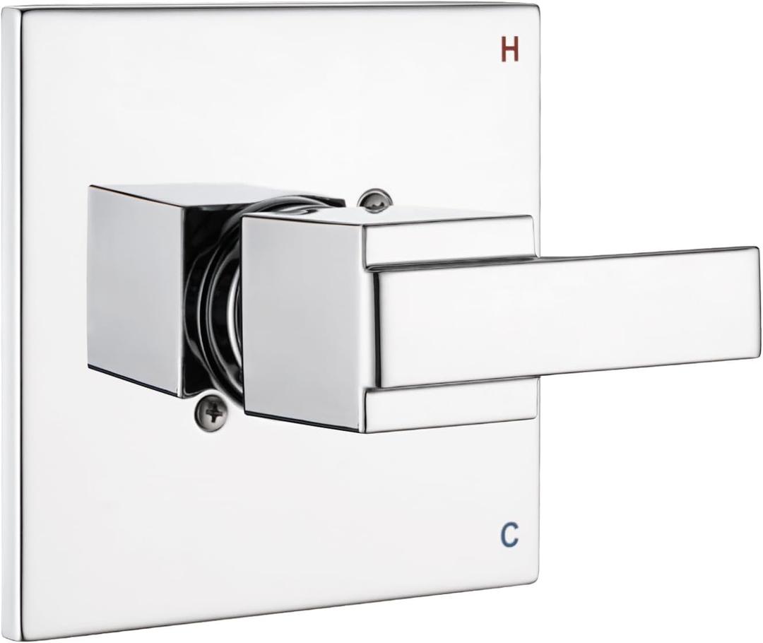 Replacement for Delta 1300/ 1400 & 13/ 14 Series Square Shower Trim Kit, Shower Cover with Handle (Valve& Catridge Not Inclued)- Chrome