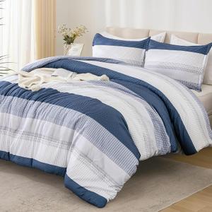Litanika Queen Comforter Set Mineral Blue - 3 Pieces Lightweight Fluffy Bedding Comforter Sets, All Season Down Alternative Comforter (1 Comforter, 2 Pillowcases) (Queen, Mineral Blue)