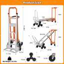 Aluminum 4 in 1 Convertible Hand Truck Dolly Cart with Wheels, 1000Lbs Capacity, Heavy Duty Stair Climbing Hand Trucks with Bungee Cord&Strap for Flat Ground & Stairs, Logistics, Home, Office, Orange