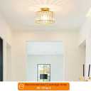 Crystal Ceiling Light Fixture, Modern Semi Flush Mount Ceiling Light, Gold Hallway Lighting Fixtures Chandelier for Kitchen, Close To Ceiling Light Fixtures for Entryway Bedroom, 1-Light, 11Inch