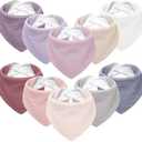 Susurration Muslin Baby Bibs 10Pack Baby Bandana Drool Bibs Soft Adjustable Newborn Bibs for Unisex Baby Girls & Boys (Pinkpurple)