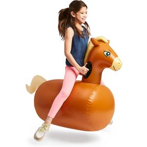 Hearthsong Hop N Go Inflatable Riding Bouncy Horse Hopping Toys for Kids Ages 5+ - Ride On Bouncer Animal Hopper Jumping Toys for Outdoor Games (1 Pack)