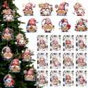 Vesici 24 Sets Gnomes Christmas Team Appreciation Gifts Team Thank You Ornaments Bulk with Motivational Card Inspirational Acrylic Hanging Gnomes Gift for Office Coworker Employee Xmas Tree Decoration (Red)