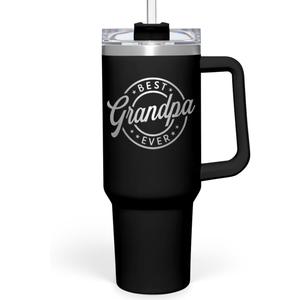 Best Grandpa Ever Tumbler with Handle 40oz, Grandfather Gifts for Birthday Christmas Fathers Day Valentines, Presents for Grandpas Granddad Papa Gifts from Granddaughter Grandson