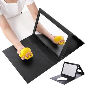 Mirror Therapy Box for Stroke Rehabilitation - Large Visual Range, Folding & Adjustable Mirror Box for Hand & Arm Exercise