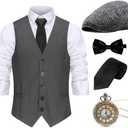 Gionforsy 1920s Mens Costume Gatsby Gangster Costume Accessories Set 20s Hat Bow Tie