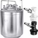 TMCRAFT 2.6 Gallon Mini Ball Lock Keg, Stainless Steel Double Ball Lock Post Corny Keg with Quick Disconnect Set for Home-brewing(10L)