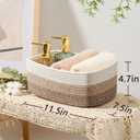 MiniArk Small Storage Baskets for Organizing | Closet Organizer Bins | Shelf Toy Basket | Woven Rope Baskets | Cube Decorative Box | Shallow Basket |11.5x7.5x4.7| 3 Packs Gradient Brown