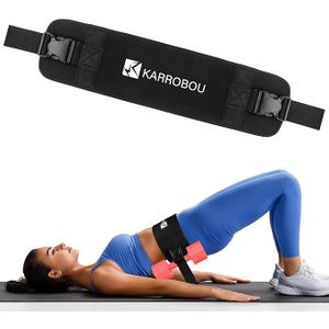 Exercise Hip Thrust Belt - KARROBOU Portable Band Adjustable Anti-Slip Exercise Bridge Belt for Dumbbells, Kettlebells, Plates, Hip Thruster for The Gym Home Workout