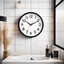 Wall Clock Small Analog 8 Inch Silent Non Ticking Battery Operated Modern Simple Decorative for Kitchen Office Bedroom Bathroom Living Room(Black)