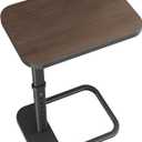 Kitstorack TV Tray Table, Adjustable Height & Rounded Metal Corners, Snack Table for Couch, Sofa, Bed, Chair, Living Room, C Shaped End Side Table for Eating, Dinner or Laptop, Small Spaces, Espresso