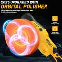 Brushless Cordless Buffer Polisher Compatible with Dewalt 20V Battery(Tool Only) - 15mm Dual Action | 10000RPM High Power | 6-Speed ControlPolisher with 6 Buffing Pads for Car Detailing Polishing