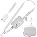 Tiostep Clip and Go Strap for Phone with Wallet Crossbody Phone Lanyard Adjustable and Detachable RFID Wristlet Wallet with ID Window and Zipper, Grey