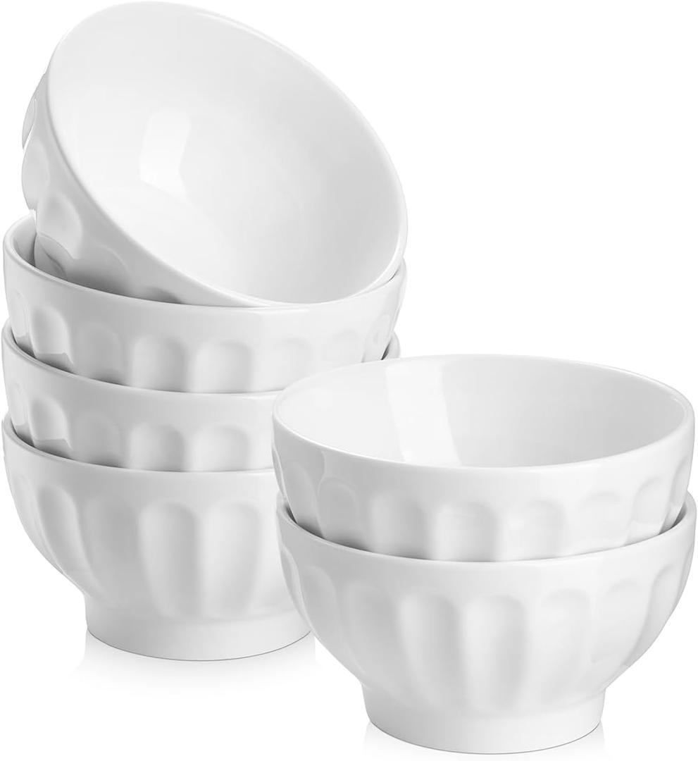 Samsle 22 OZ Ceramic Soup/Cereal Bowls - White Bowls Set of 6 -Round Bowls for Cereal, Soup, Ice Cream, Fruit, Pasta, Salad, Rice - Dishwasher & Microwave Safe