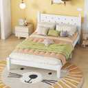 Bellemave Kids Twin Bed, Wooden Twin Platform Bed for Boys, Girls, Teens, White 
