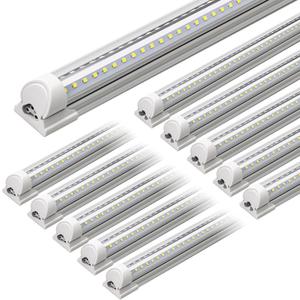 Barrina T8 LED Shop Light 5FT 50W 6500LM 6500K Super Bright White, T8 LED Garage Lights, V Shape Clear Cover High Output Tube, Linkable 5 Foot Strip Light for Workshop, Warehouse with Plug, 10 Packs