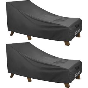 ULTCOVER Waterproof Patio Lounge Chair Cover Heavy Duty Outdoor Chaise Lounge Covers 2 Pack - 72L x 28W x 30H inch, Black
