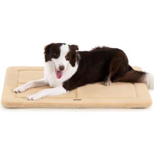 MADE 4 PETS Dog Crate Pad Bed for Medium Large Dogs, Washable & Reversible, Anti-Slip Kennel Mat for Cozy Sleeping, Soft Fluffy Dog Bed for Indoor & Outdoor Use, 35"x23", Khaki