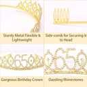 Canitor Birthday Decorations Gifts For Women Black Gold Birthday Crown Tiara Sash Set Birthday Party Favors